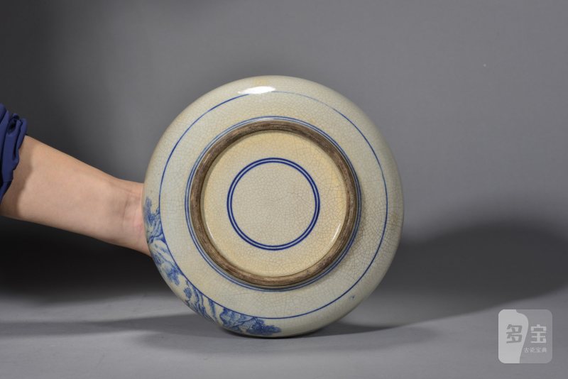 清乾隆 煨瓷青花达摩面壁图荸荠瓶 - 图5